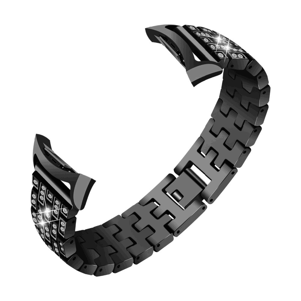 Rhinestone Decor Metal Watch Band Strap for Samsung Gear Fit2 SM-R360 - Black-3