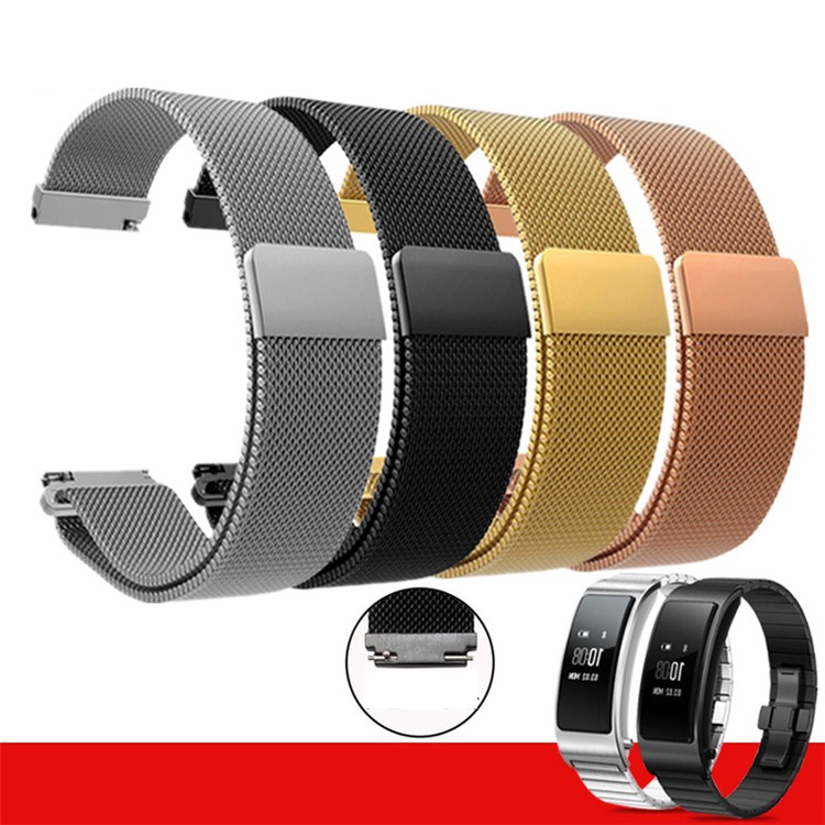 18mm Luxury Milanese Stainless Steel Magnetic Watch Band Part for Huawei TalkBand B5 - Black-6