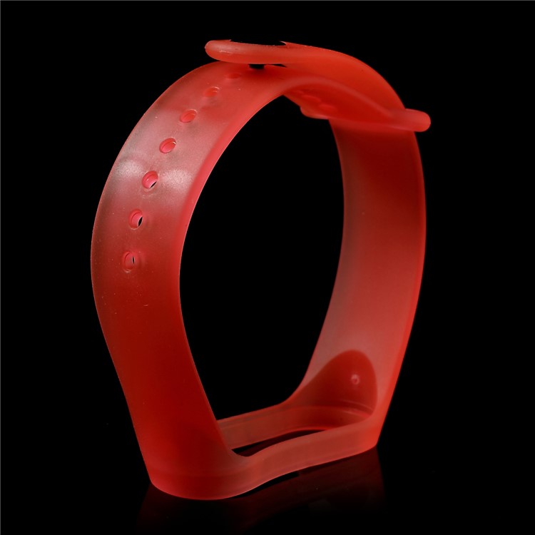 Clear Jelly Soft Silicone Watch Strap Band for Xiaomi Mi Band 3 - Red-2