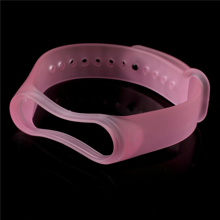Clear Jelly Soft Silicone Watch Band for Xiaomi Mi Band 3 - Rose-4