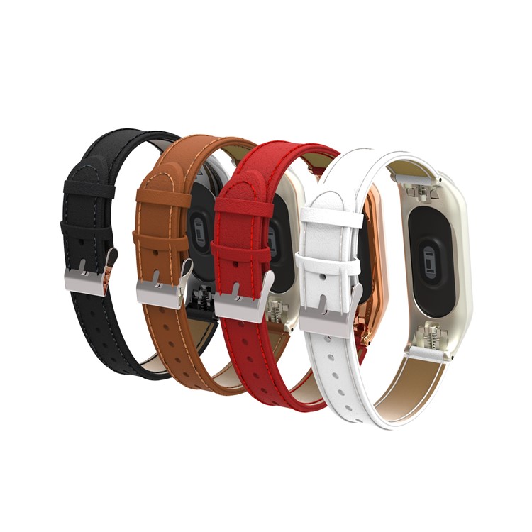 Genuine Leather Watch Band for Xiaomi Mi Band 3 - Black-10
