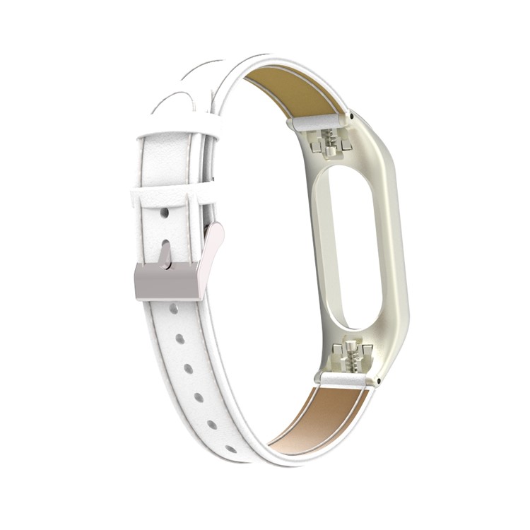 Pulseira De Relógio De Couro Genuíno Para Xiaomi Mi Banda 3 - Branco-7