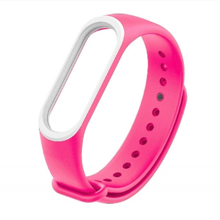 Contrast Color Soft Silicone Watch Strap for Xiaomi Mi Band 3 - Rose-2