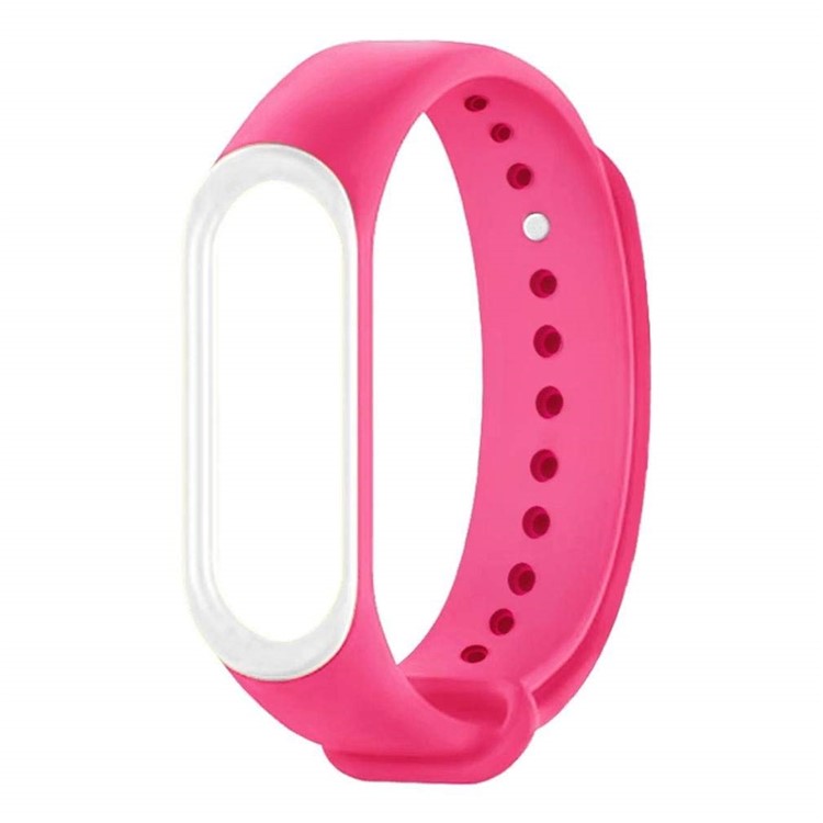 Contrast Color Soft Silicone Watch Strap for Xiaomi Mi Band 3 - Rose-3
