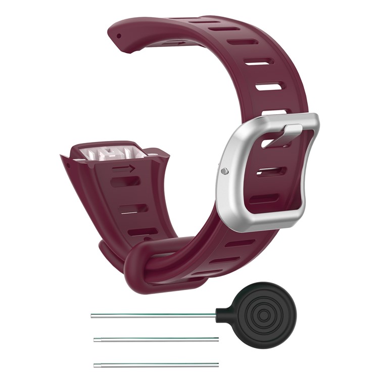Men Silicone Sport Watch Band Replacement with Installation Tools for Polar FT60 - Wine Red-1