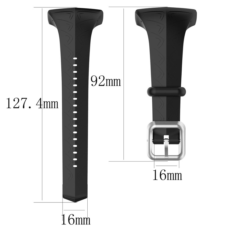 Women Silicone Sport Watch Strap with Installation Tools for Polar FT60 - Black-3