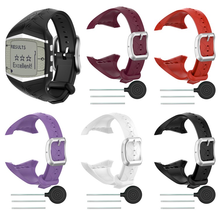 Women Silicone Sport Watch Strap with Installation Tools for Polar FT60 - Black-4