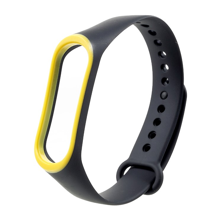 Muñequera De Silicona Blanda Bicolor Para Xiaomi Mi Band 3 - Amarillo / Negro-2
