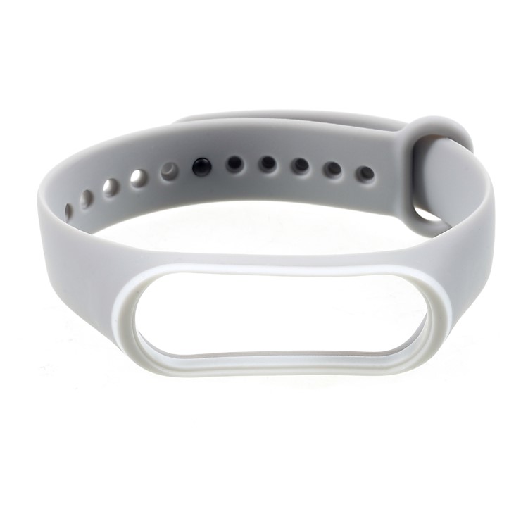 Bande de Poignet en Silicone Souple Bi-couleur Pour Xiaomi Mi Smart Band 4 / mi Band 3 - Blanche / Gris