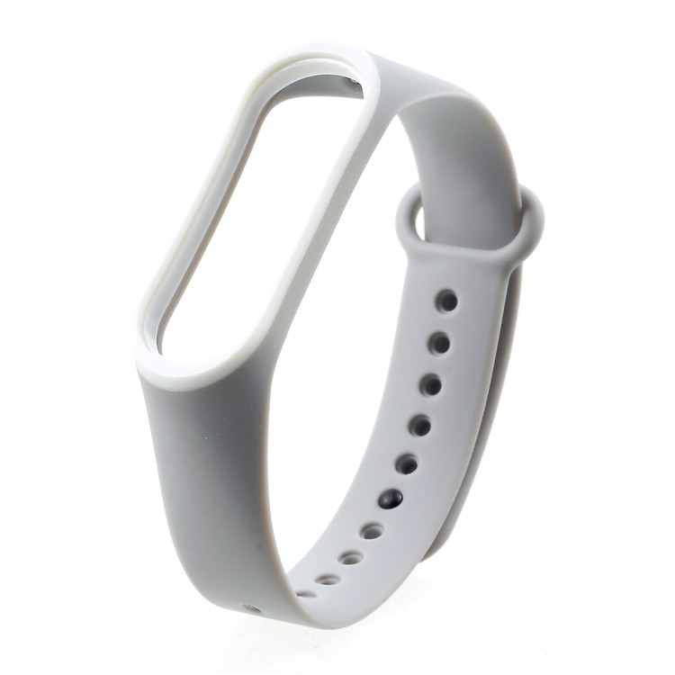 Muñequera De Silicona Bicolor Para Xiaomi Mi Band 3 - Blanco / Gris-2