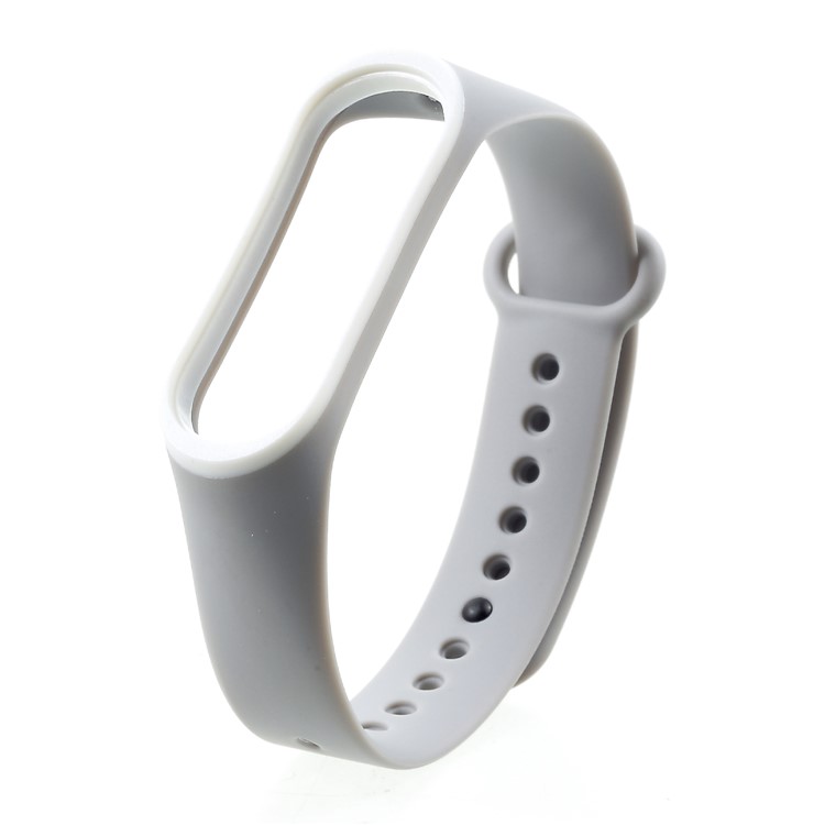 Bande de Poignet en Silicone Souple Bi-couleur Pour Xiaomi Mi Smart Band 4 / mi Band 3 - Blanche / Gris