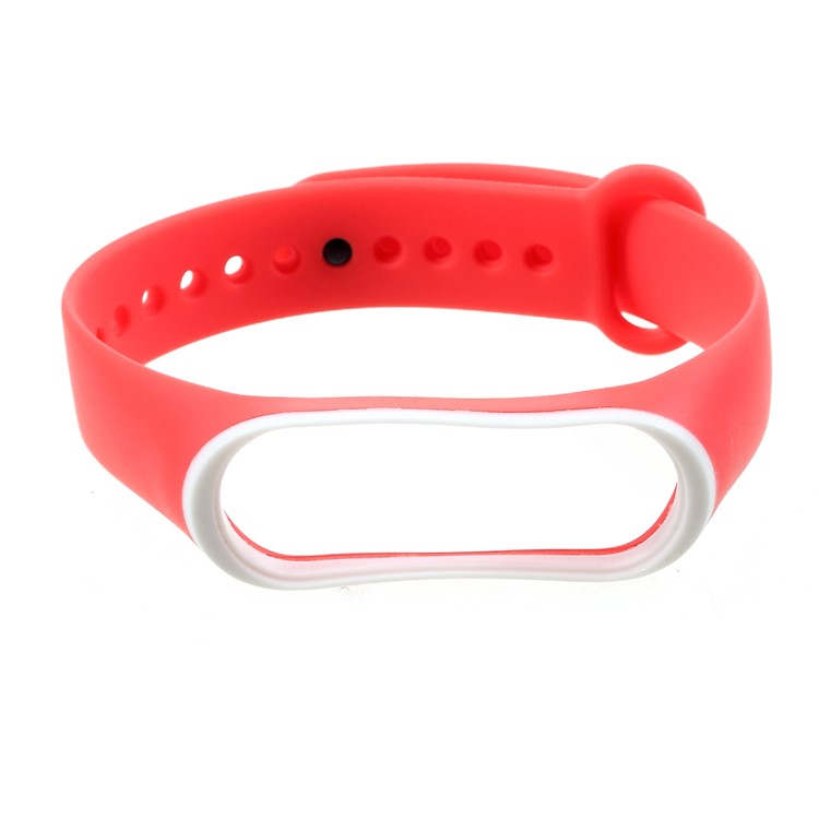 Banda Bicolor Correa De Silicona Suave Para Xiaomi Mi Banda 3 - Blanco / Rojo-1