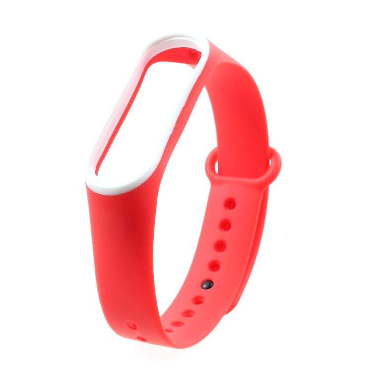 Banda Bicolor Correa De Silicona Suave Para Xiaomi Mi Banda 3 - Blanco / Rojo-2