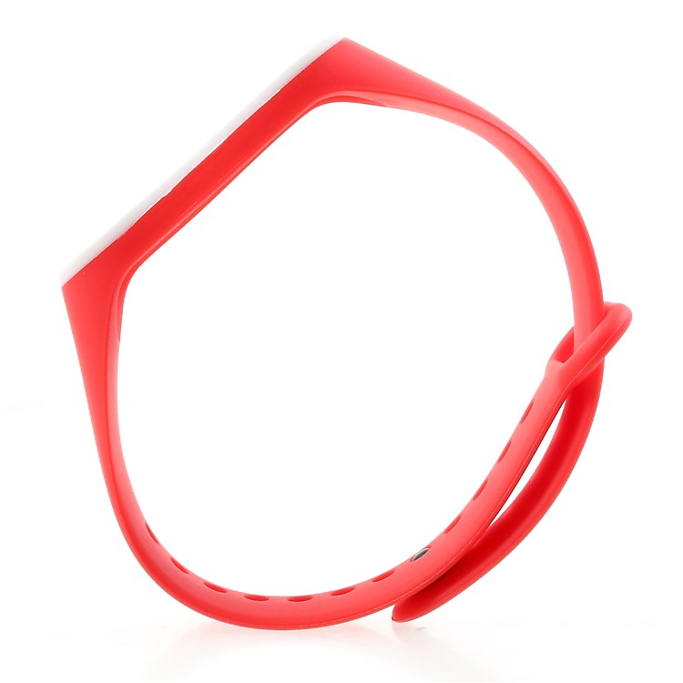 Banda Bicolor Correa De Silicona Suave Para Xiaomi Mi Banda 3 - Blanco / Rojo-3