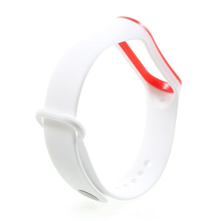 Two-tone Silicone Wrist Band for Xiaomi Mi Band 3 - Red / White-3