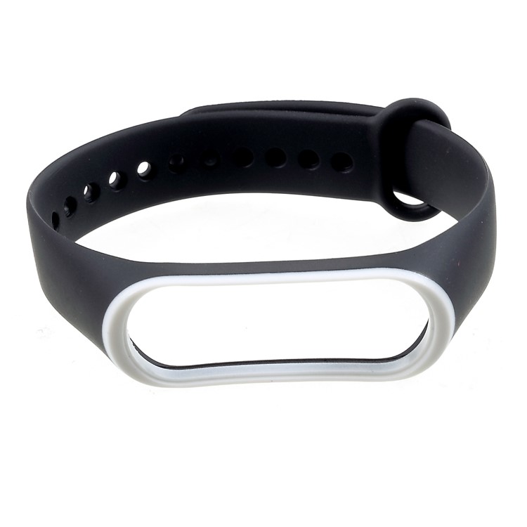 Correa De Banda De Muñeca De Silicona De Dos Tonos Para Xiaomi MI Smart Band 4 / MI BAND 3 - Blanco / Negro-1