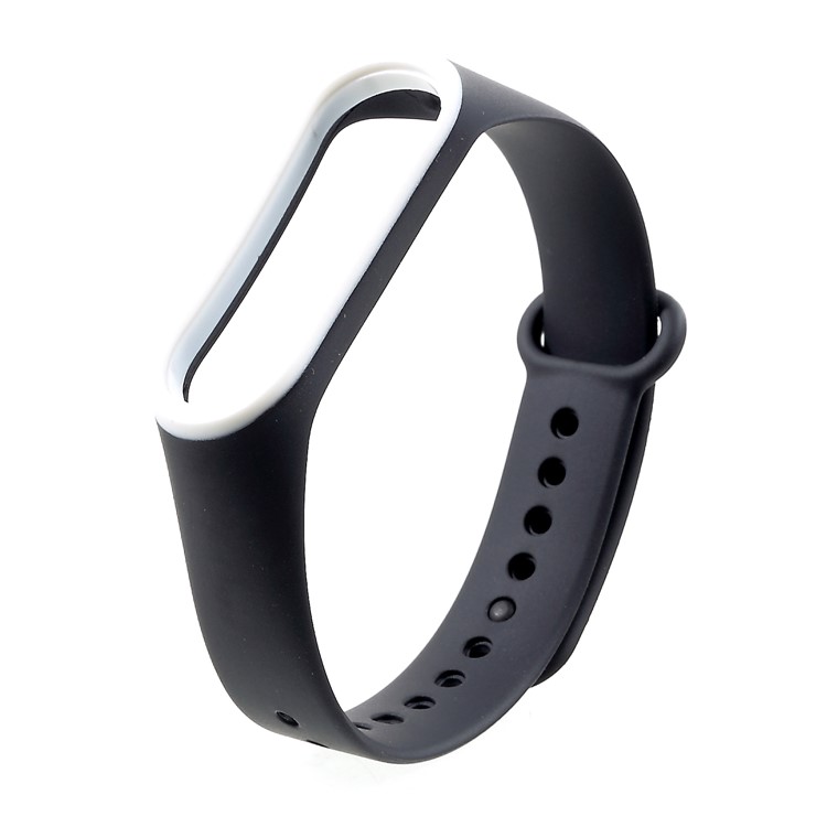 Correa de la Muñeca de Silicona de Dos Tonos Para Xiaomi Mi Smart Band 4 / Mi Banda 3 - Blanco / Negro-2