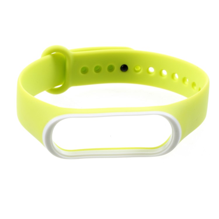 Correa De Reloj De Silicona Suave De Dos Colores Para Xiaomi Mi Band 3 - Blanco / Amarillo-1