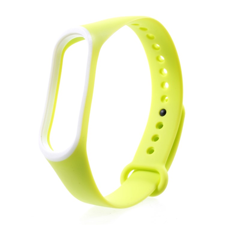 Correa De Reloj De Silicona Suave De Dos Colores Para Xiaomi Mi Band 3 - Blanco / Amarillo-2