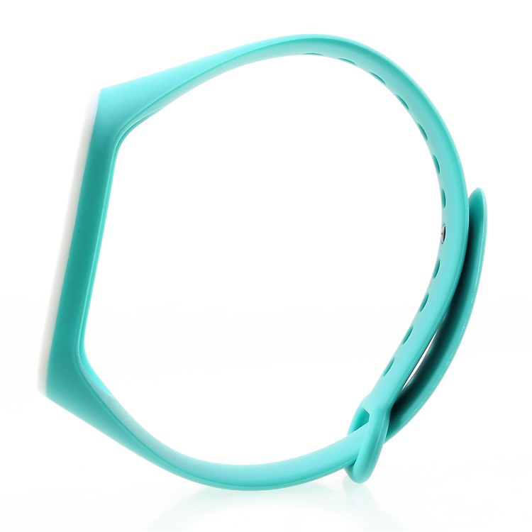 Banda De Reloj De Silicona Suave De Dos Colores Para Xiaomi Mi Band 3 - Blanco / Cian-2