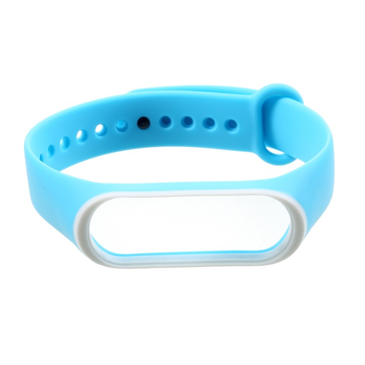 Banda De Reloj De Silicona Suave De Dos Colores Para Xiaomi Mi Band 3 - Blanco / Cian-5
