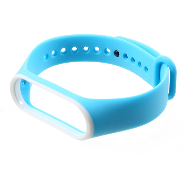 Banda De Reloj De Silicona Suave De Dos Colores Para Xiaomi Mi Band 3 - Blanco / Cian-6