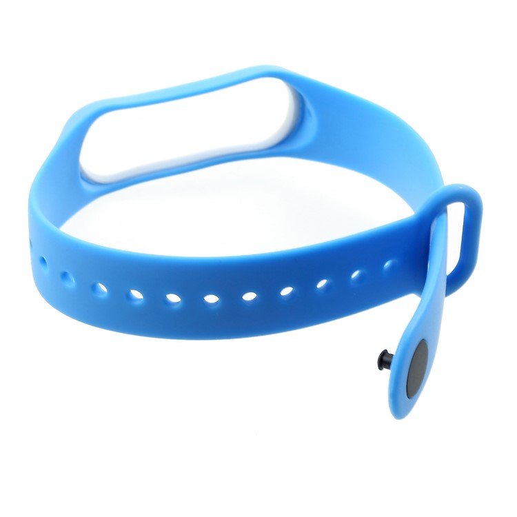 Correa De Banda De Reloj De Silicona Suave De Dos Colores Para Xiaomi Mi Band 3 - Blanco / Cielo Azul-5