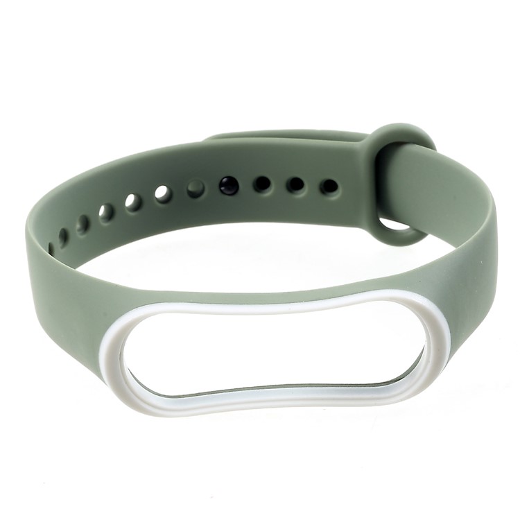 Correa De Muñeca Bicolor Correa De Reloj De Silicona Suave Reemplazar Parte Para Xiaomi Mi Banda 3 - Blanco / Verde-1