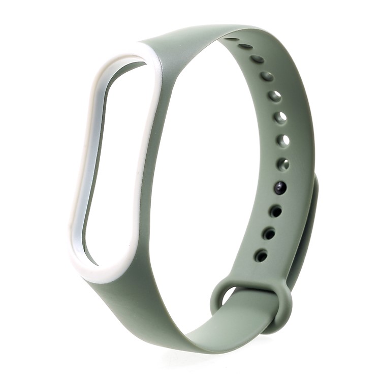 Correa De Muñeca Bicolor Correa De Reloj De Silicona Suave Reemplazar Parte Para Xiaomi Mi Banda 3 - Blanco / Verde-2