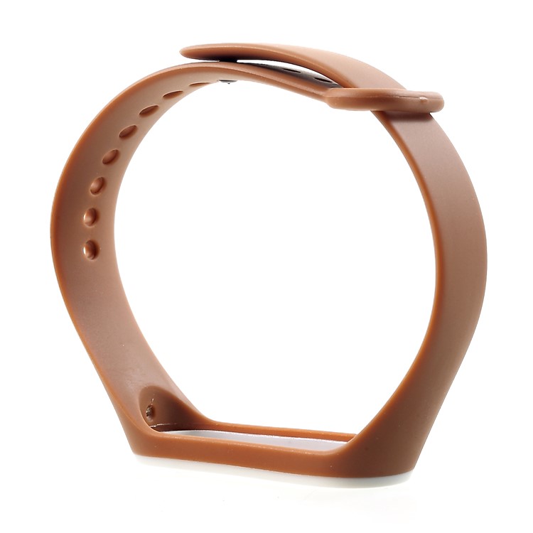 Reemplazo Bicolor De La Correa De Muñeca Del Silicón Suave Para Xiaomi Mi Band 3 - Blanco / Café-2