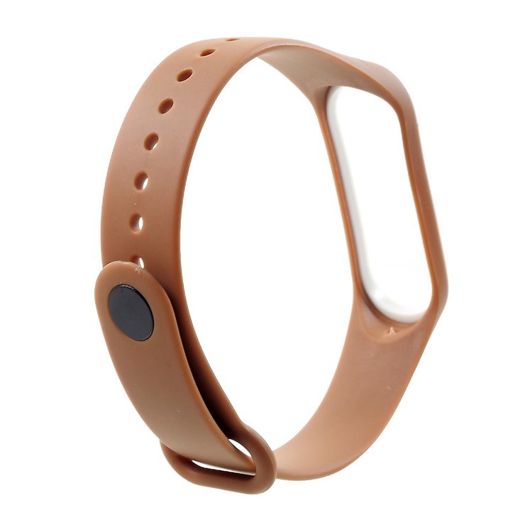Reemplazo Bicolor De La Correa De Muñeca Del Silicón Suave Para Xiaomi Mi Band 3 - Blanco / Café-4