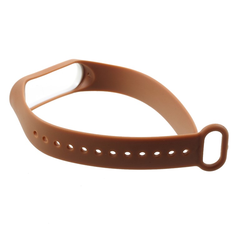 Reemplazo Bicolor De La Correa De Muñeca Del Silicón Suave Para Xiaomi Mi Band 3 - Blanco / Café-6