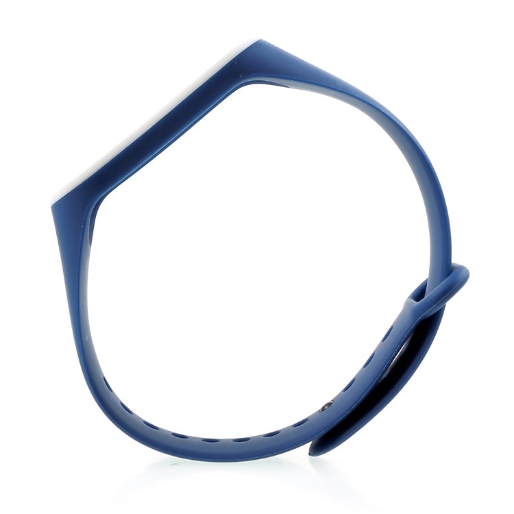 Muñequera De Silicona Ajustable Para Xiaomi Mi Band 3 - Blanco / Azul Oscuro-3