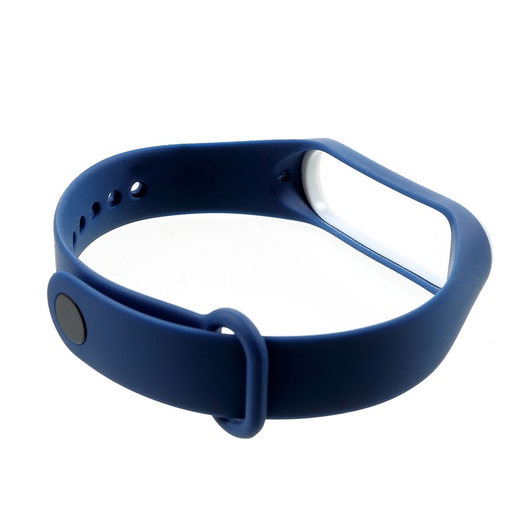 Muñequera De Silicona Ajustable Para Xiaomi Mi Band 3 - Blanco / Azul Oscuro-4