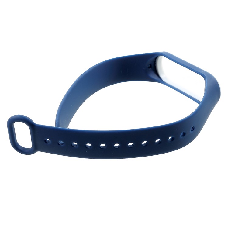Muñequera De Silicona Ajustable Para Xiaomi Mi Band 3 - Blanco / Azul Oscuro-5