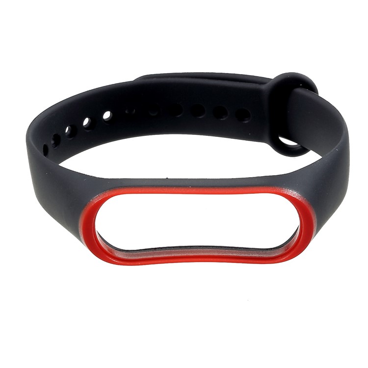Correa De Muñeca De Reloj De Silicona Ajustable Para Xiaomi Mi Band 3 - Rojo / Negro-1