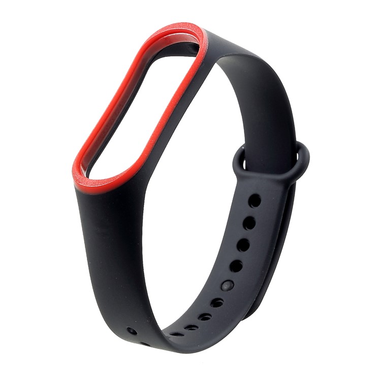 Correa De Muñeca De Reloj De Silicona Ajustable Para Xiaomi Mi Band 3 - Rojo / Negro-2