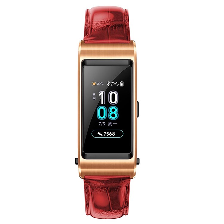 Crocodile Texture Genuine Leather Watch Strap for Huawei TalkBand B5 - Red-2