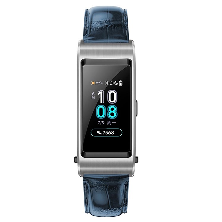 Crocodile Texture Genuine Leather Watch Band Replacement for Huawei TalkBand B5 - Blue-2