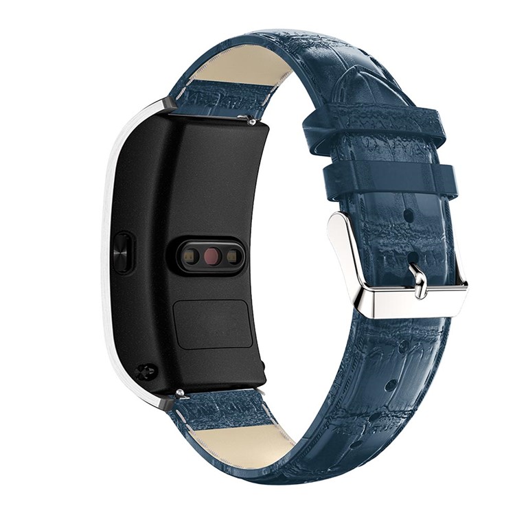 Crocodile Texture Genuine Leather Watch Band Replacement for Huawei TalkBand B5 - Blue-3