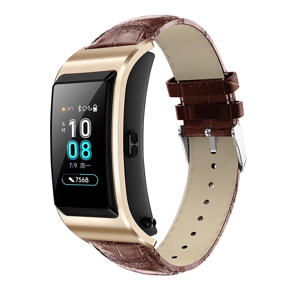 Crocodile Texture Genuine Leather Watch Bracelet for Huawei TalkBand B5 - Brown-4