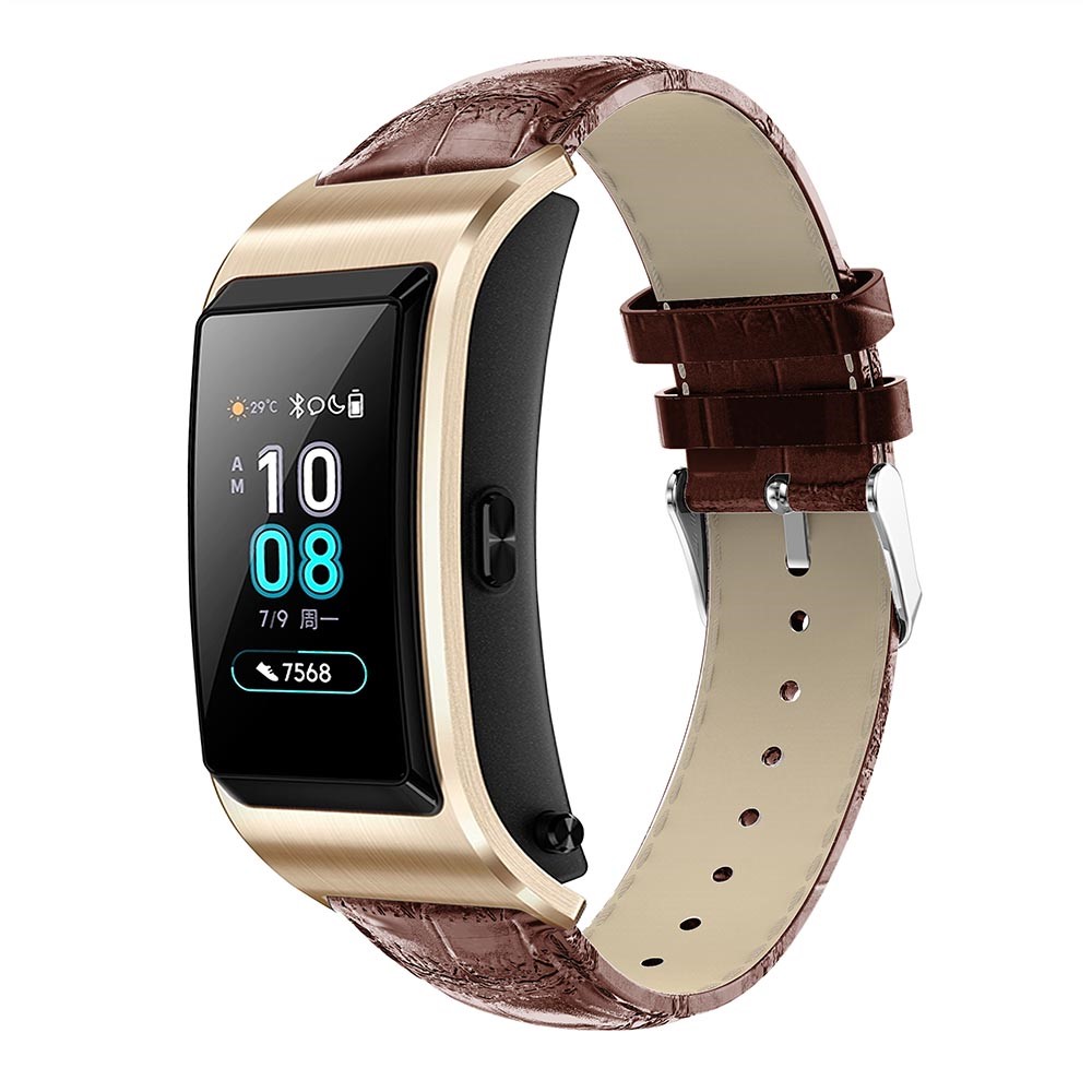 18mm Crocodile Texture Genuine Leather Watch Bracelet for Huawei TalkBand B5 - Brown-4