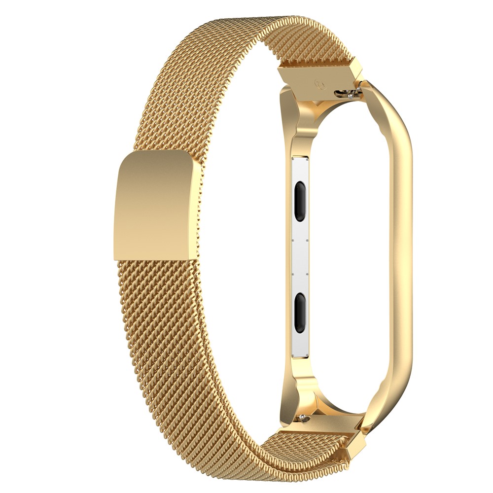 Luxury Milanese Stainless Steel Magnetic Watch Band + Frame Replacement for Xiaomi Mi Band 3, Length: 180mm - Gold-3
