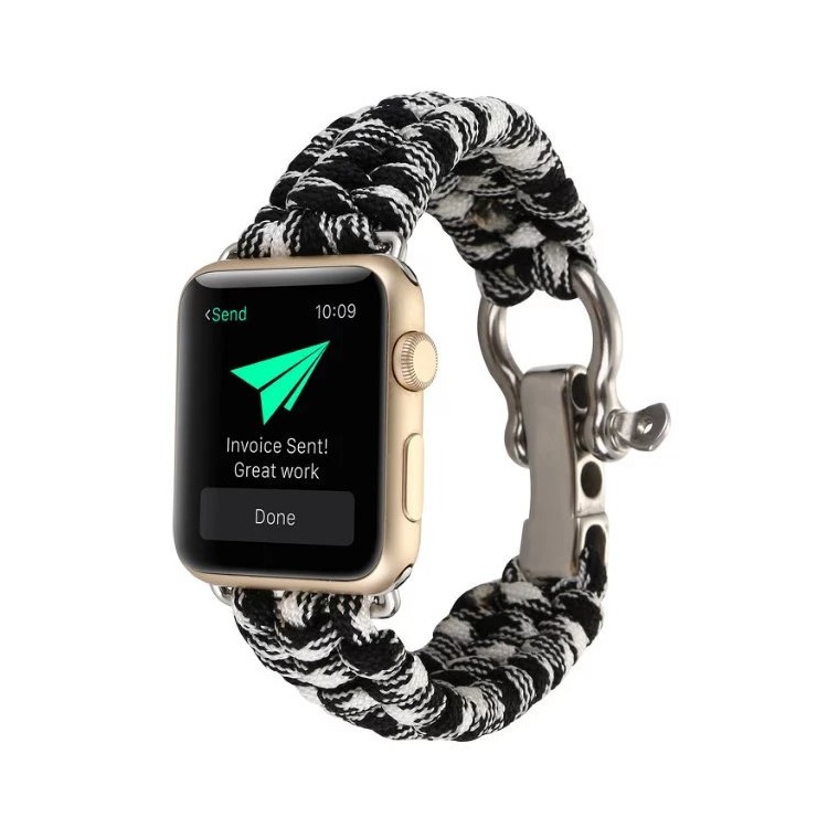 Paracord Corda Pulseira Pulseira De Sobrevivência Para Apple Watch Series 3/2/1 42mm - Preto / Branco-2