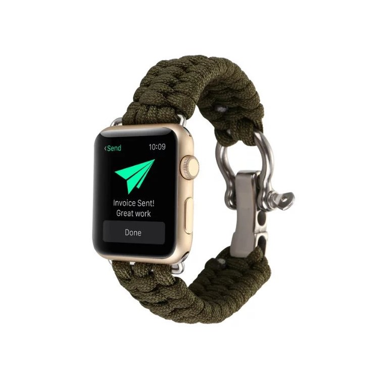 Paracord Rope Watch Strap Survival Bracelet for Apple Watch Series 5 4 44mm, Series 3 / 2 / 1 42mm - Army Green-2