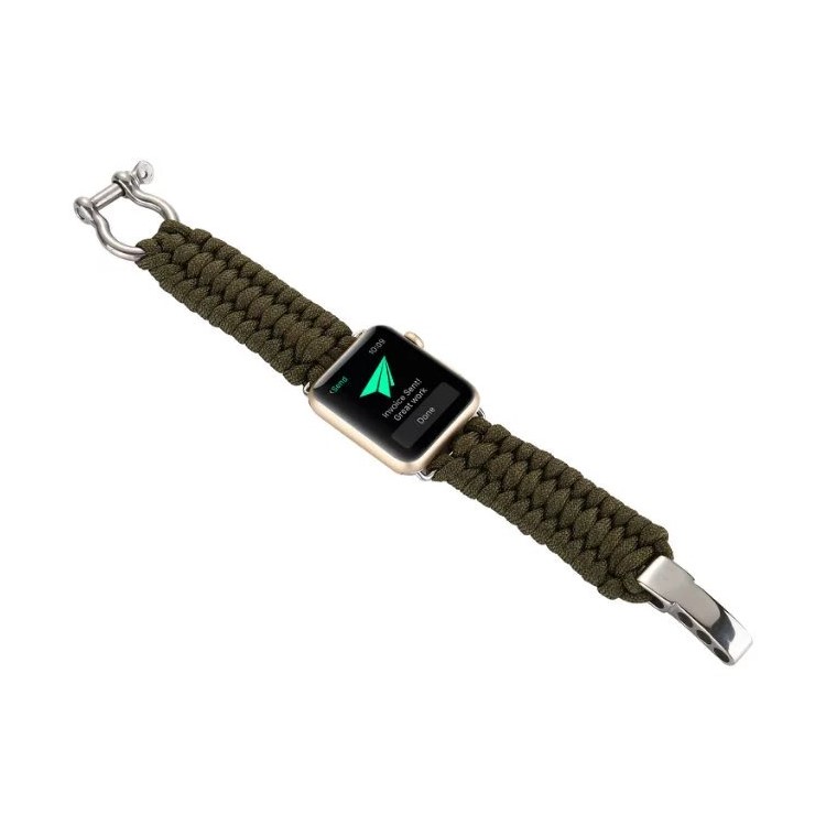 Paracord Rope Watch Strap Survival Bracelet for Apple Watch Series 5 4 44mm, Series 3 / 2 / 1 42mm - Army Green-3