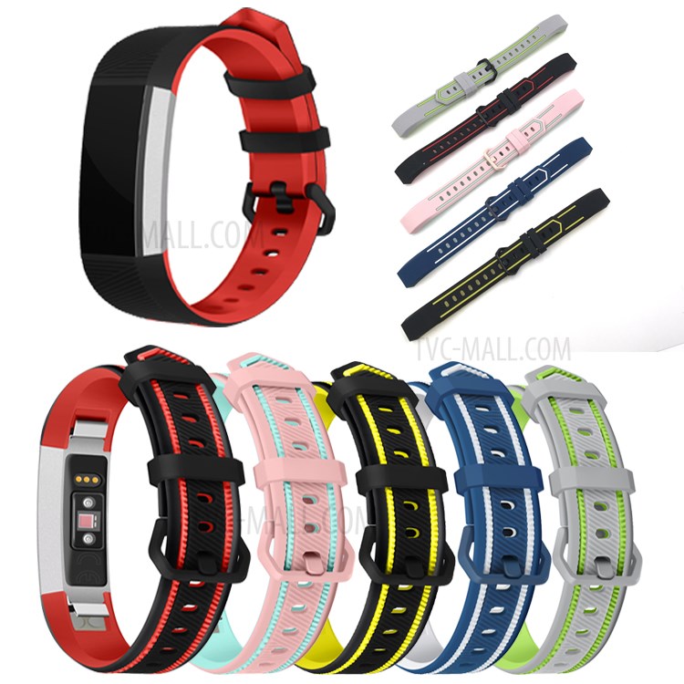 Soft Silicone Dual Color Watch Wrist Band for Fitbit Alta HR - Red/Black-10