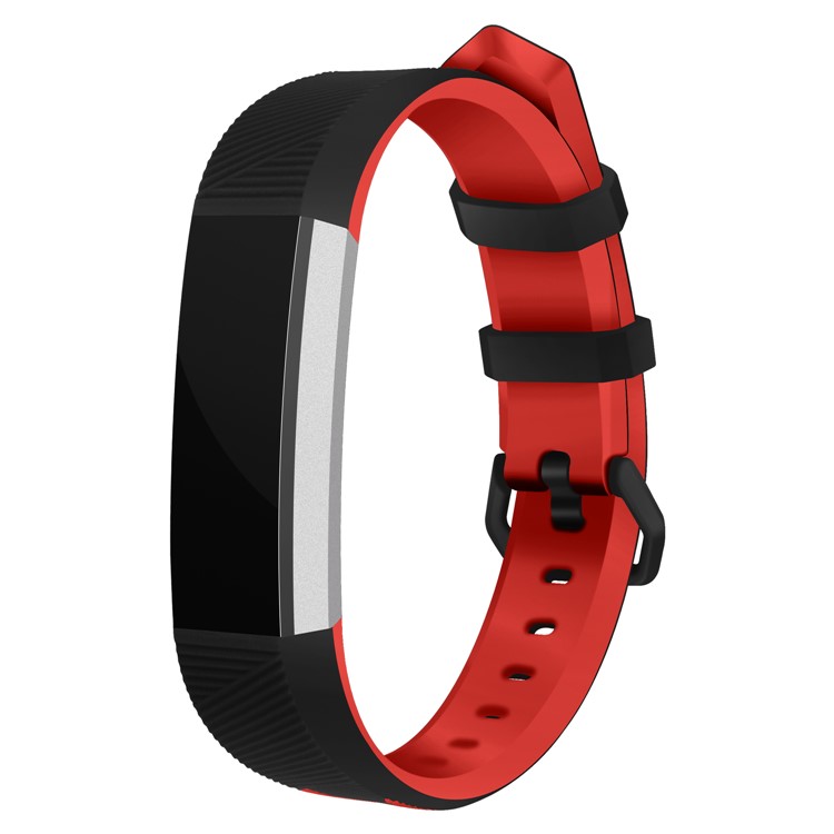 Soft Silicone Dual Color Watch Wrist Band for Fitbit Alta HR - Red/Black-2