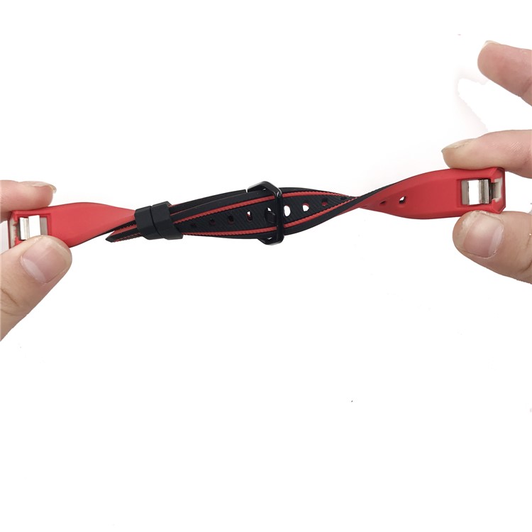 Soft Silicone Dual Color Watch Wrist Band for Fitbit Alta HR - Red/Black-3