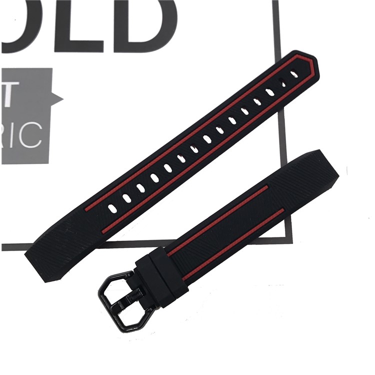 Soft Silicone Dual Color Watch Wrist Band for Fitbit Alta HR - Red/Black-4